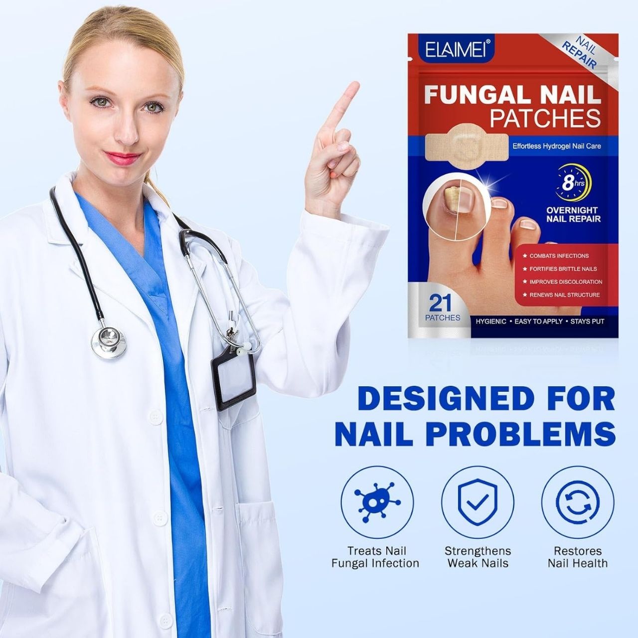 FungalPatches, restorative patches for the care of damaged nails (21 pcs.) (1+1 FREE ) - Image 2