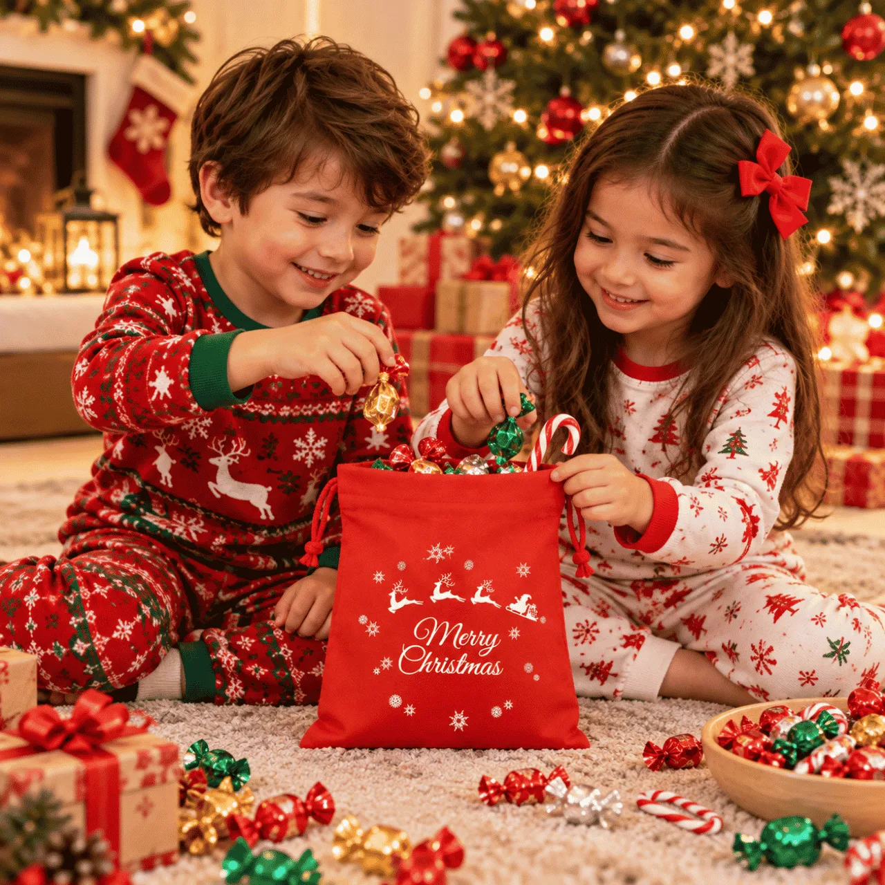 Christmas Fabric Bags, 3xBags - Image 6
