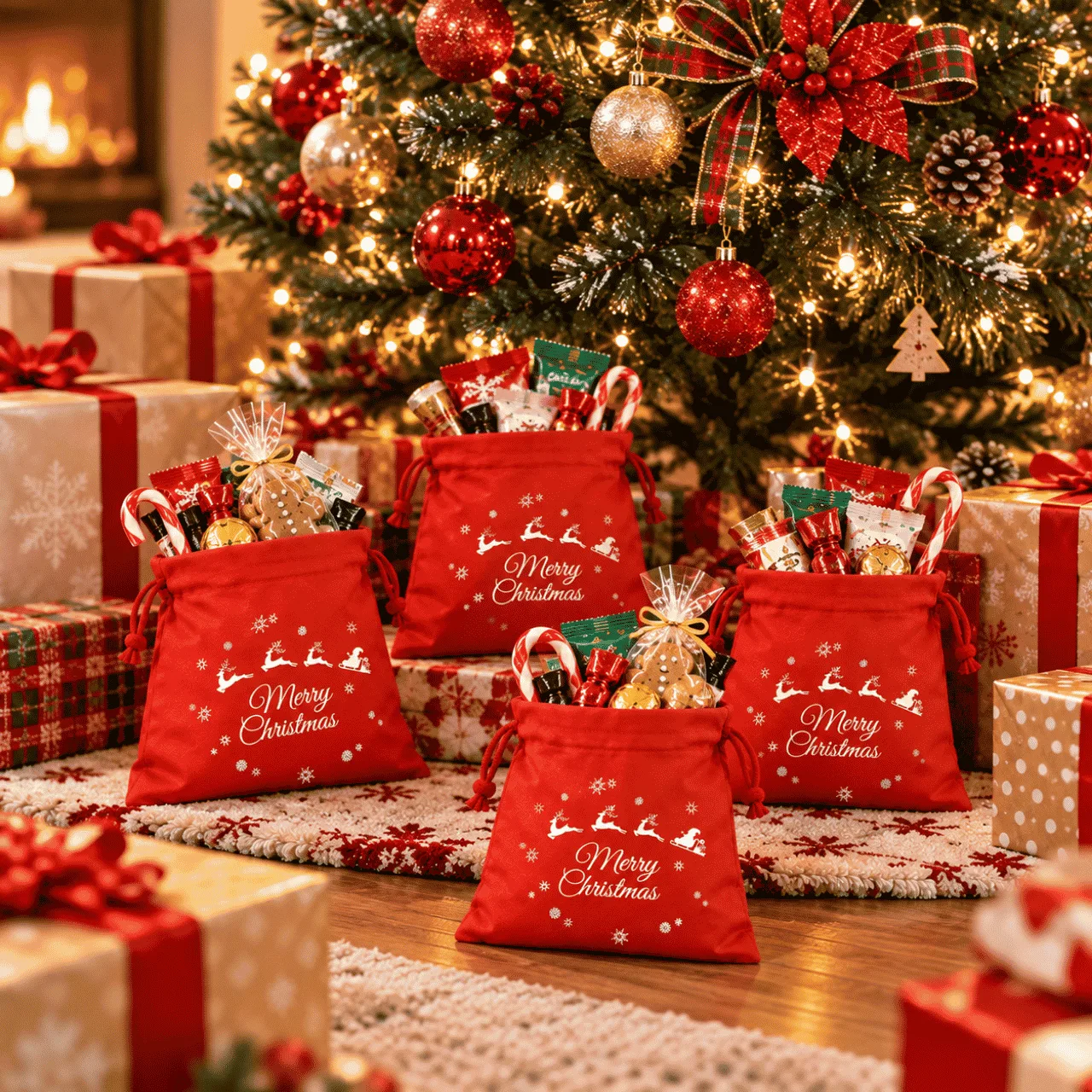 Christmas Fabric Bags, 3xBags - Image 7