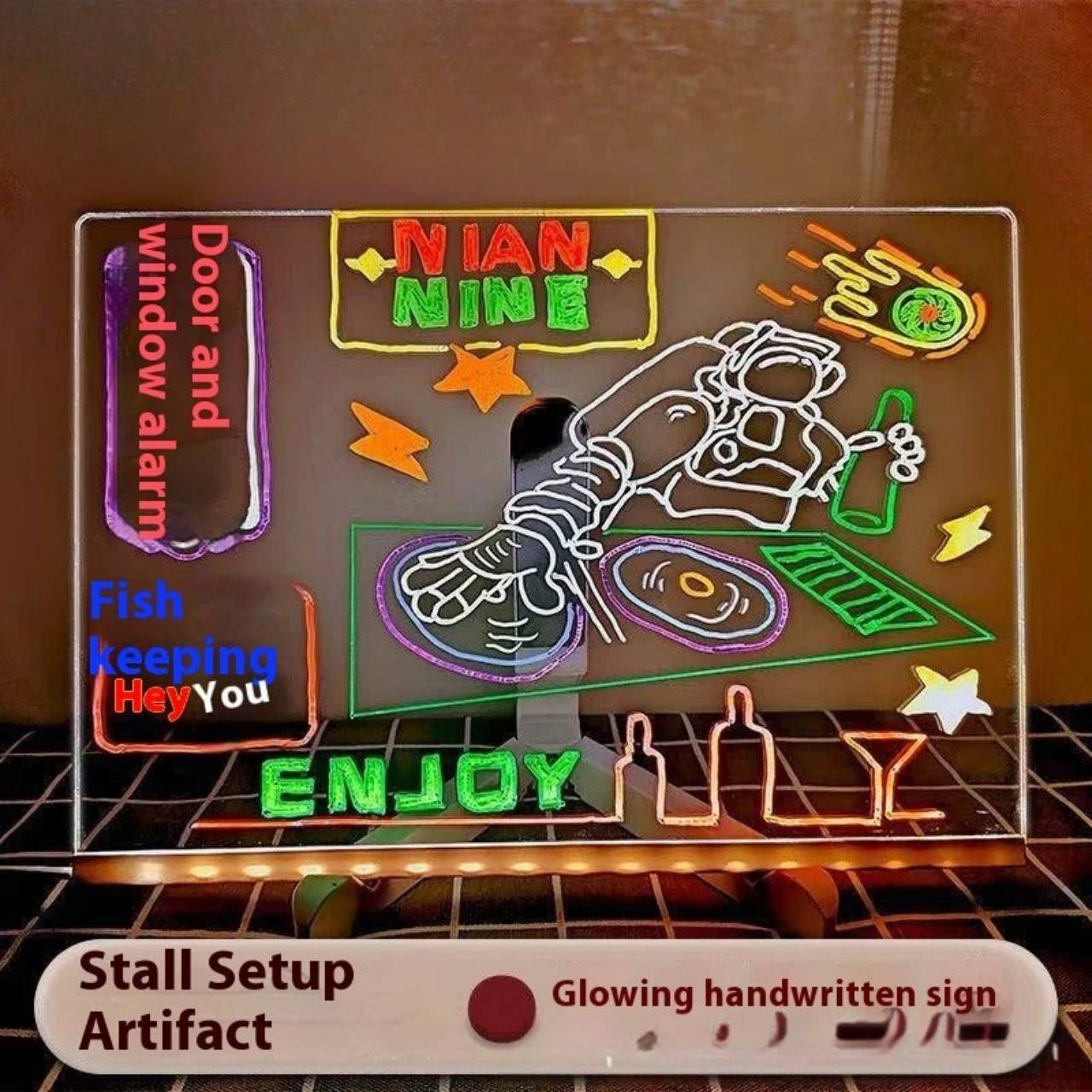 Glowing notes and a night lamp
