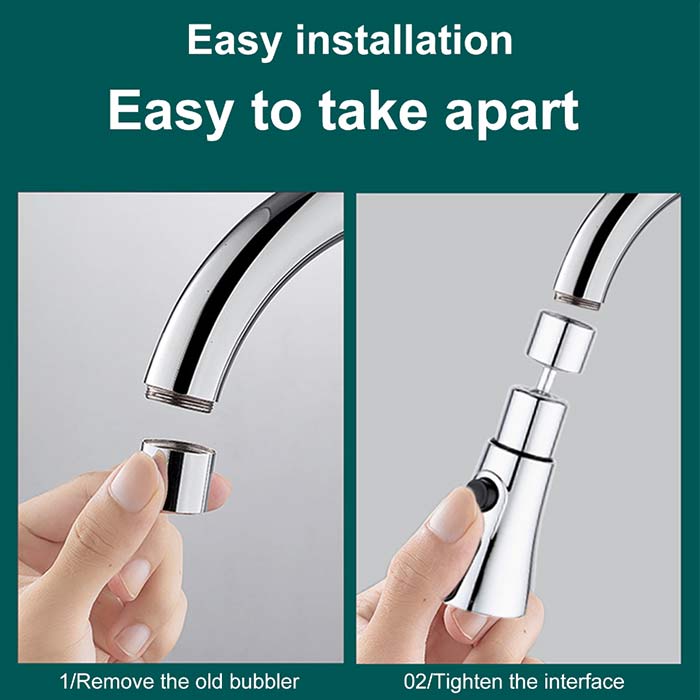 The Kitchen Faucet offers 3 modes of spouting - a powerful jet, a diffused swirling stream, and an energy-saving mode!