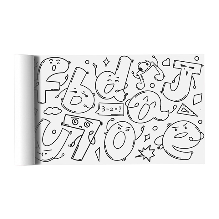 The colouring roll is reusable and can be stuck to any flat surface.