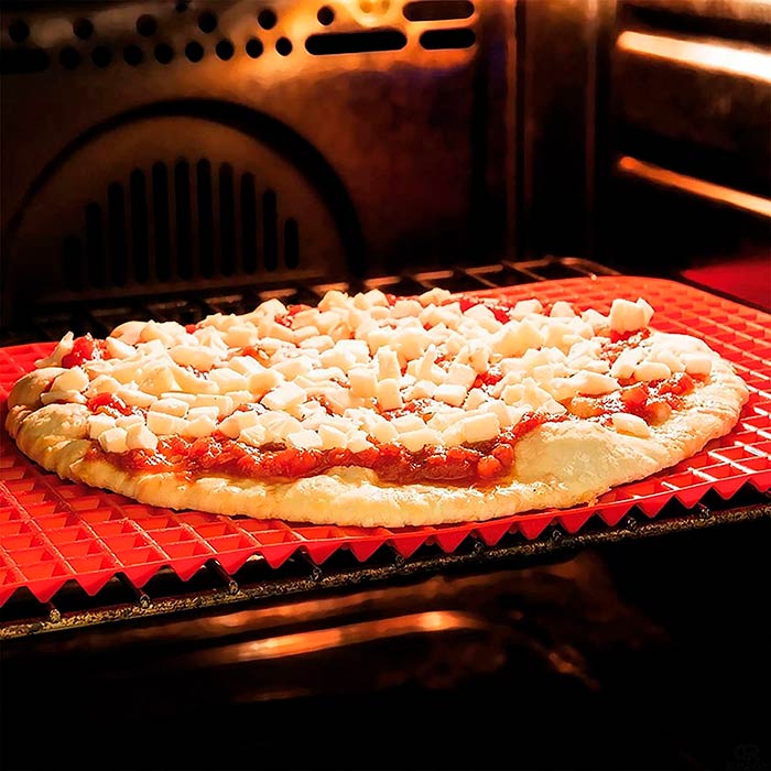 The silicone baking mat works great in the oven, microwave, dishwasher, fridge or freezer!