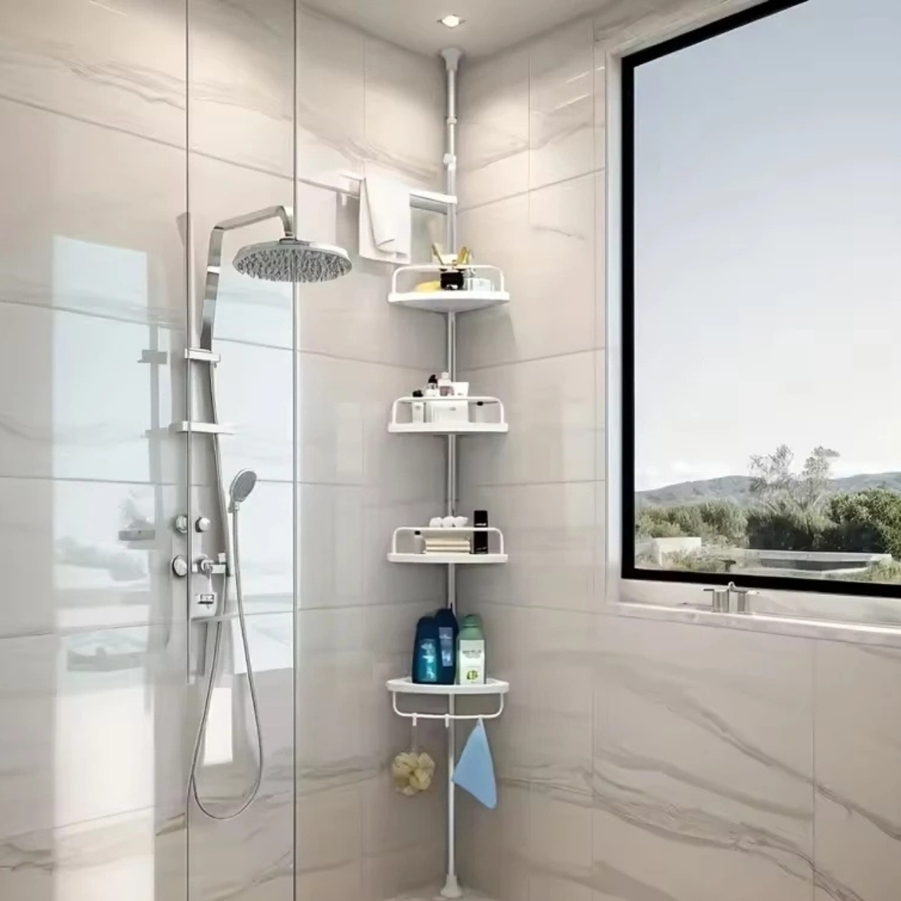 BathRack, corner telescopic shower shelf