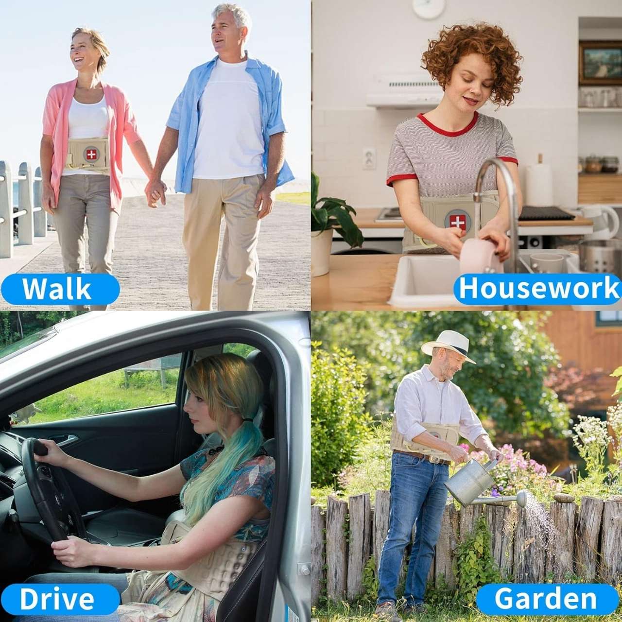 Wear your belt while sitting, walking, playing sport or resting - wherever you need it.