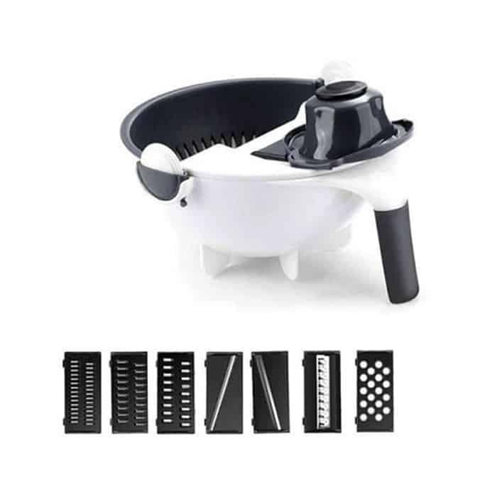 BowlCutter, multi-purpose slicer with added strainer and hand peeler