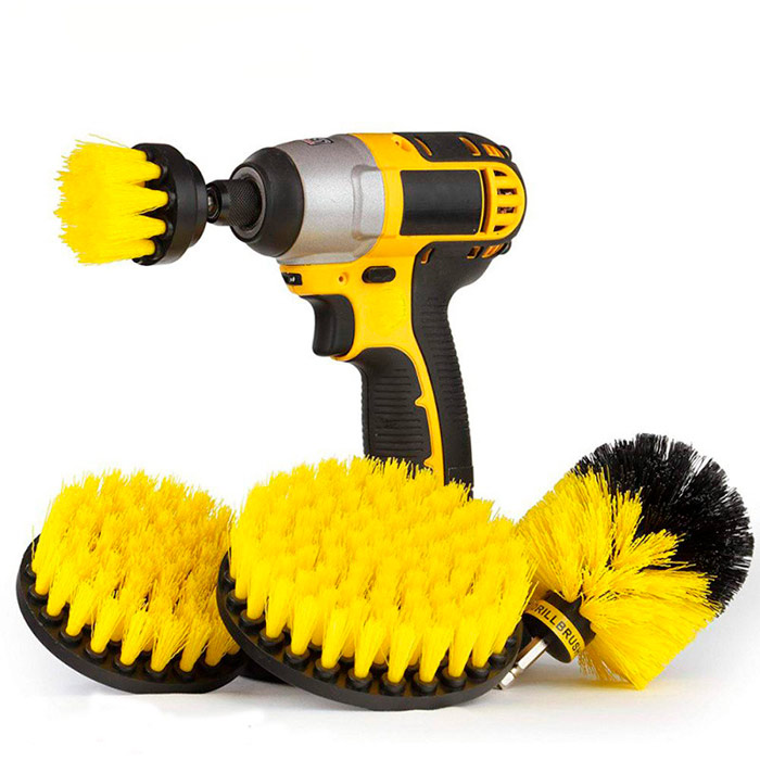 BrushDrill, Cleaning Brush Set - 3 different attachments for power drill