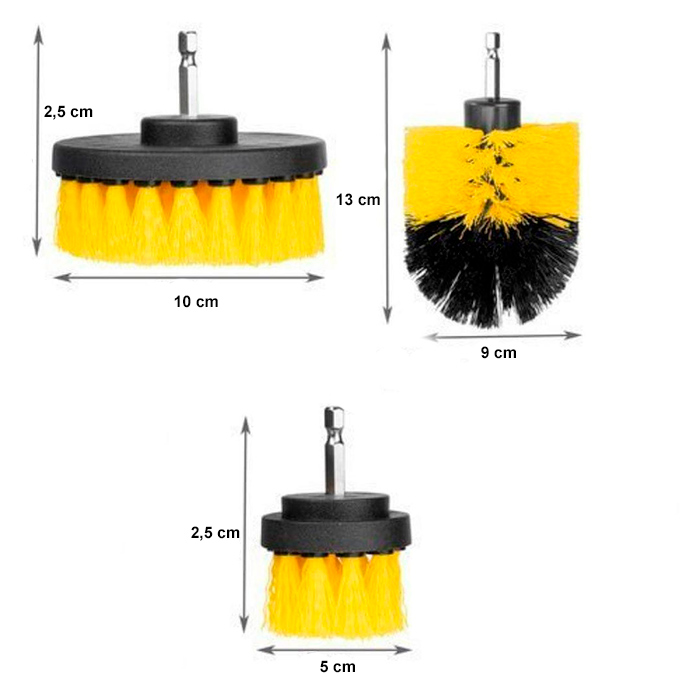 BrushDrill, Cleaning Brush Set - 3 different attachments for power drill - Image 2