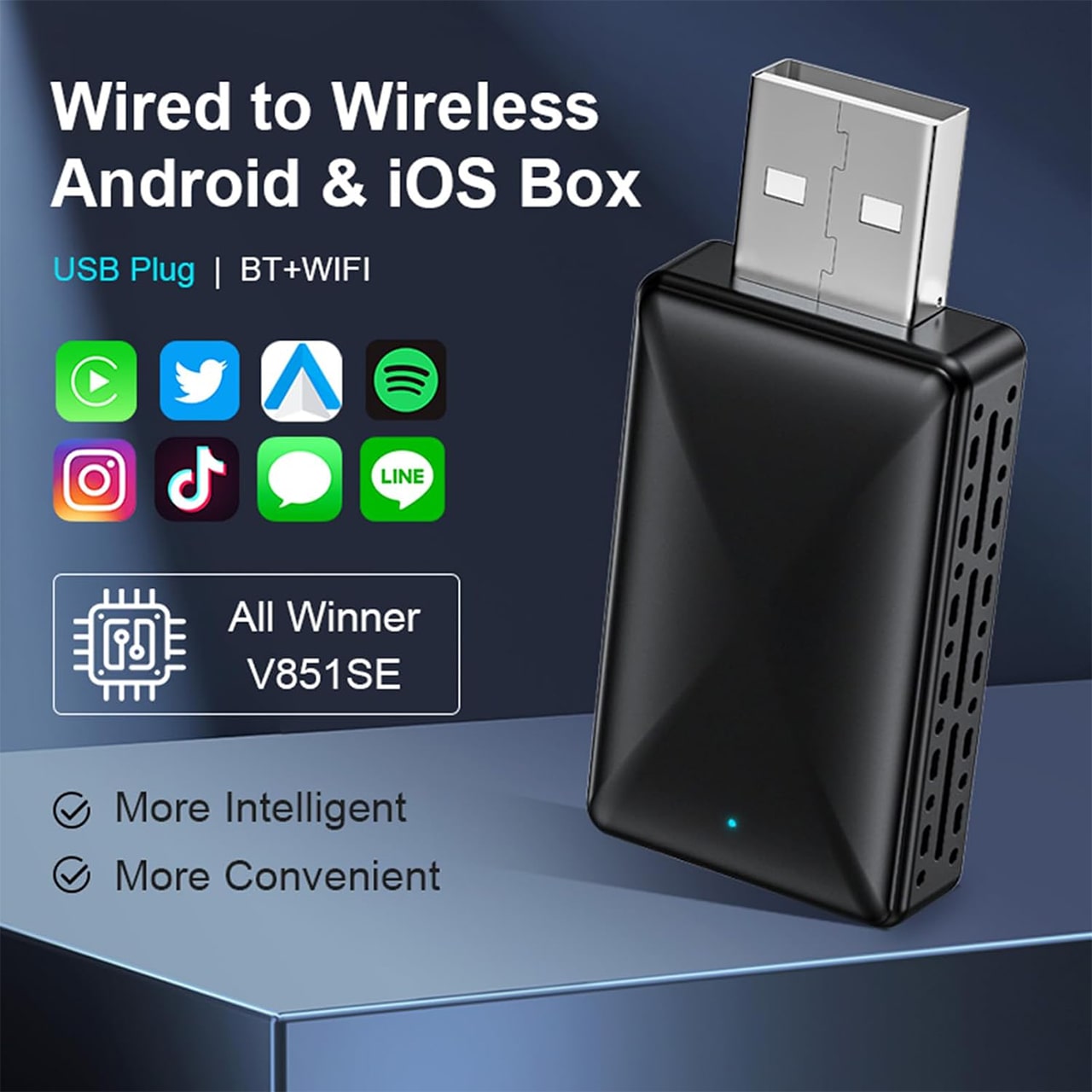 CarPlay, USB stick for wireless car connectivity with Apple CarPlay and Android Auto