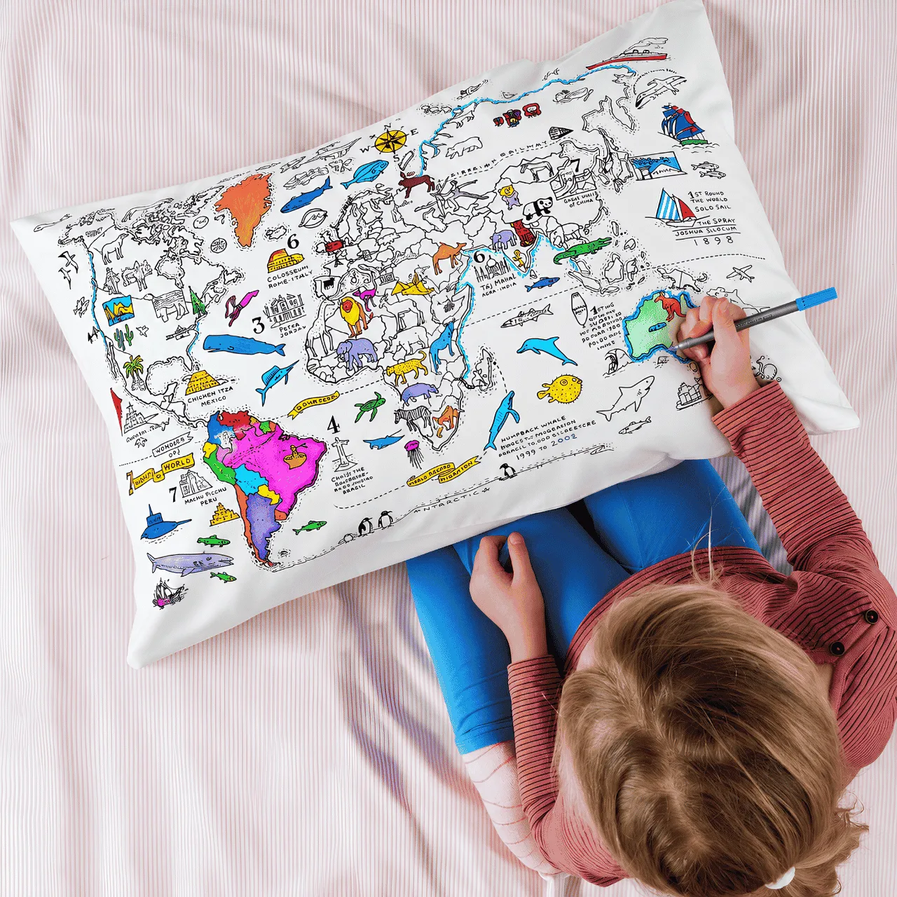 Color Your Pillow – World Map, ColoringPillow - Image 4