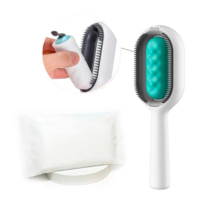 CombBundle, pet grooming brush + 100 extra brush cloths
