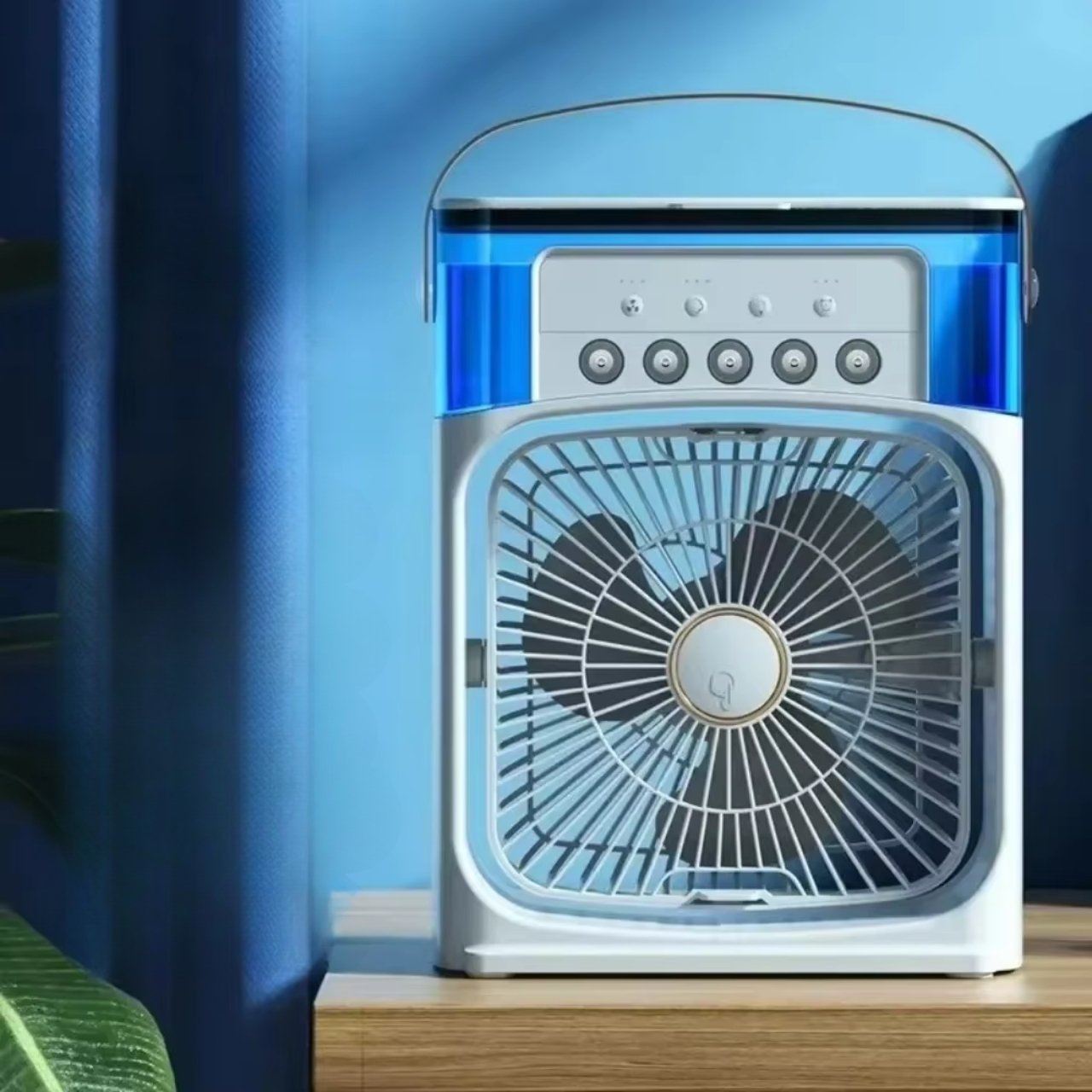 Coolio, 3-in-1 portable fan with humidifier function, LED light and cooling