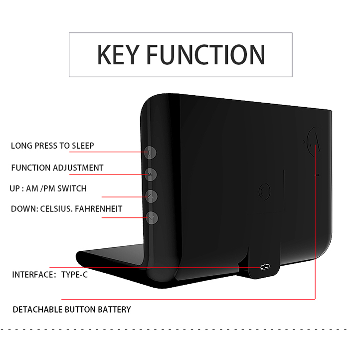 DigitalStation, charging station with 4 functions: alarm, calendar, thermometer and wireless charger - Image 3