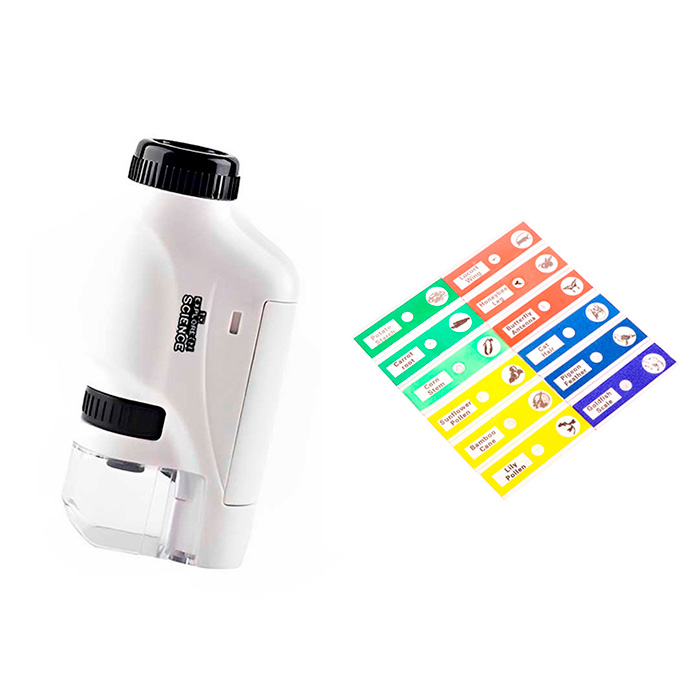 DiscoverBundle, portable children's microscope + 12-piece set of observation plates