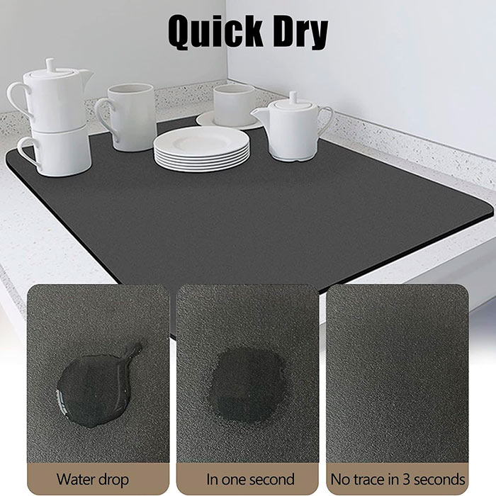 Absorbent mat to prevent water from pooling on work surfaces.