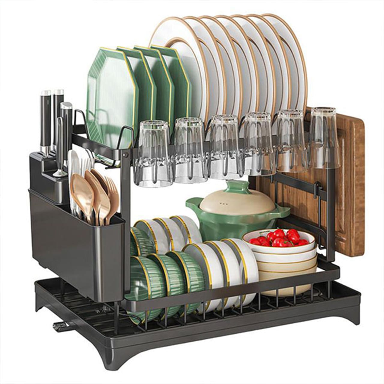 Optimal solution as it has enough space for everything - dishes, cutlery, glasses, plates, etc.