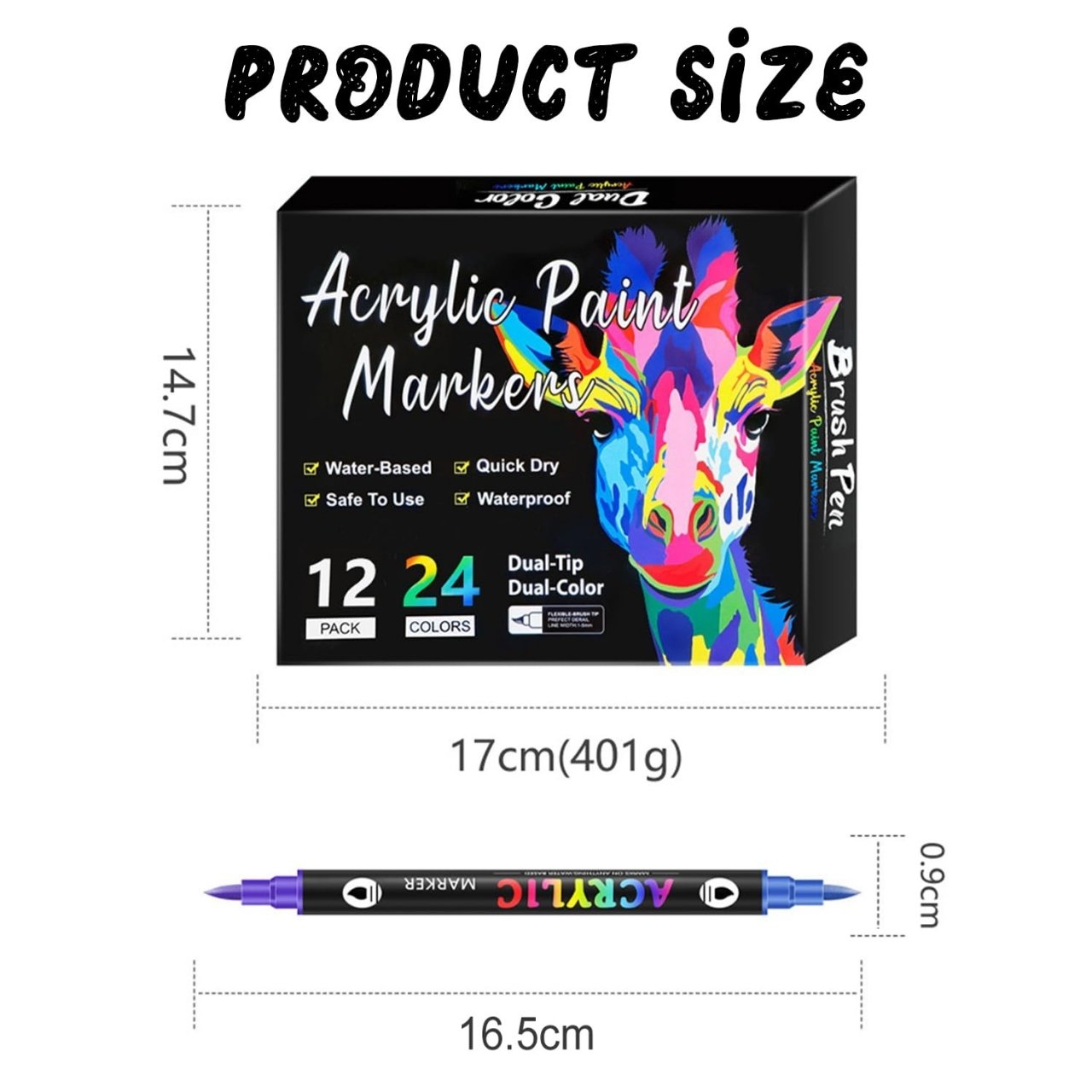 DuoMarkers, double-tipped acrylic markers (12 markers/24 colours)
