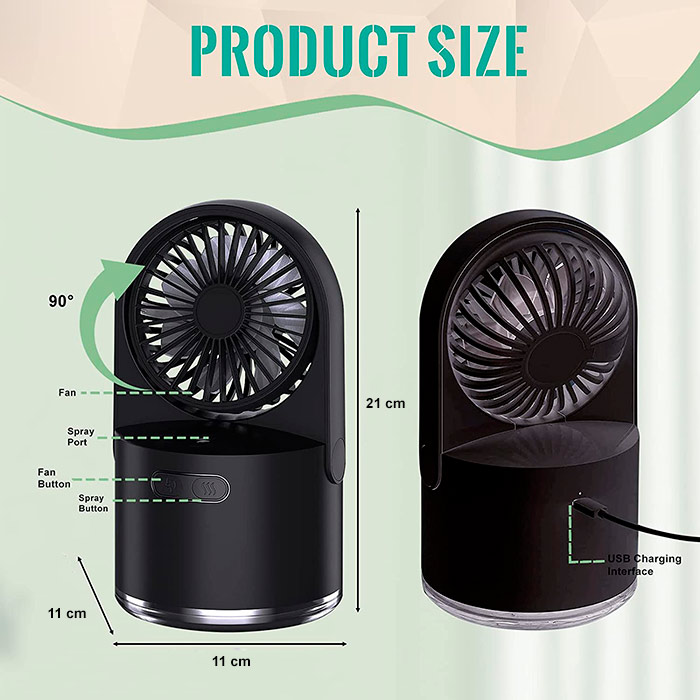 The fan is small and portable, so you can put it wherever you want - on your desk, in your bedroom, in your child's room, on the balcony, etc.