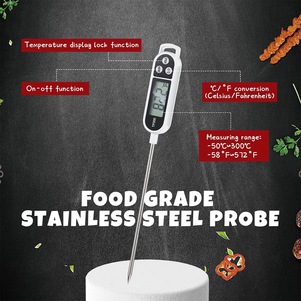 FoodMeter, an electronic digital thermometer for measuring food and liquid temperature
