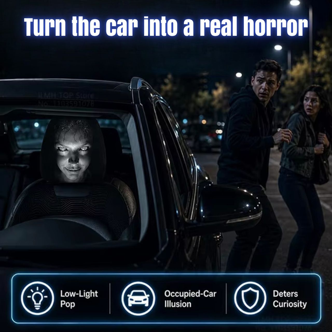 Scary Car Headrest Cover (1+1 FREE), GhostFace - Image 5