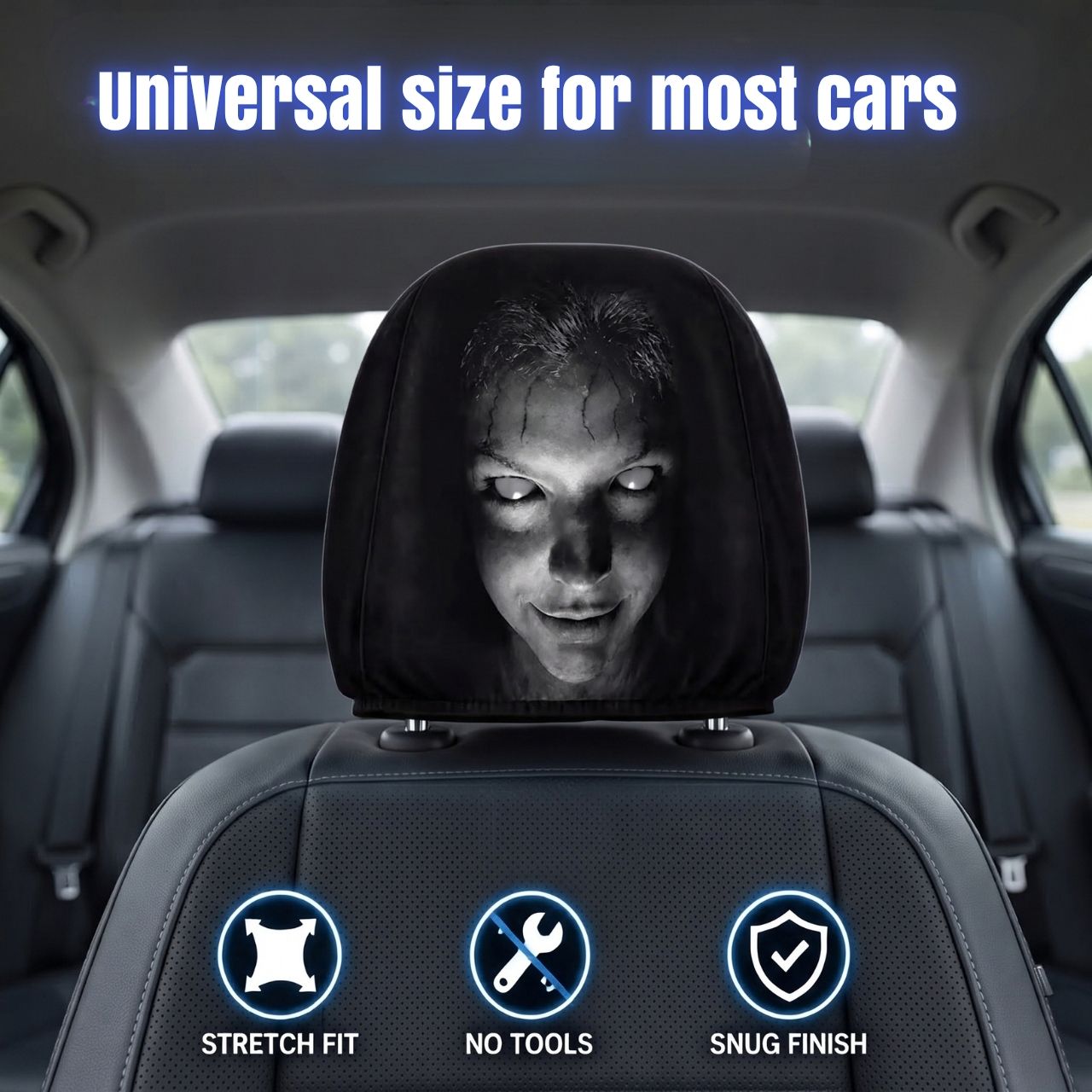 Scary Car Headrest Cover (1+1 FREE), GhostFace - Image 6