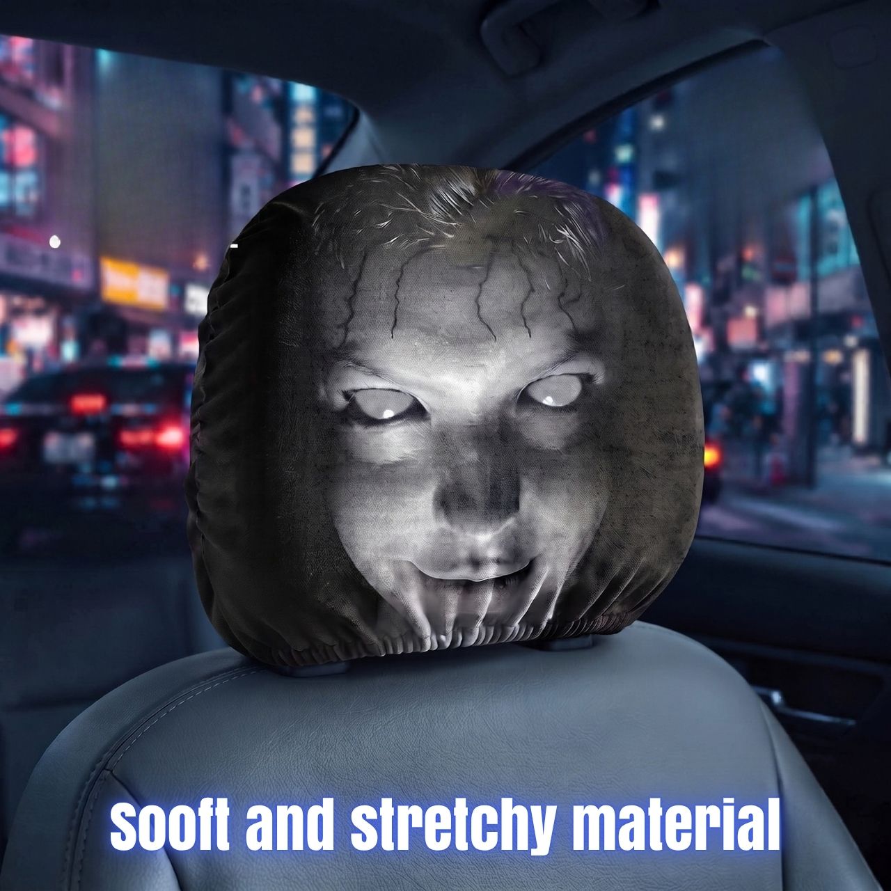Scary Car Headrest Cover (1+1 FREE), GhostFace - Image 7