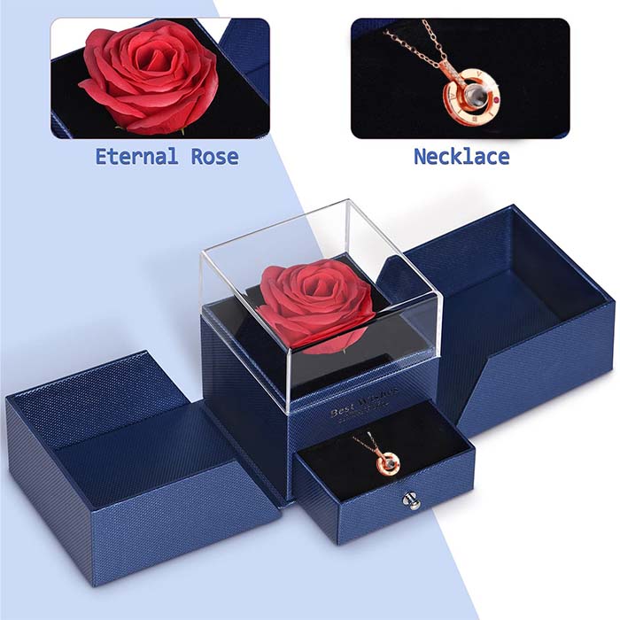GiftBox, necklace with gift box and beautiful artificial rose - Image 4