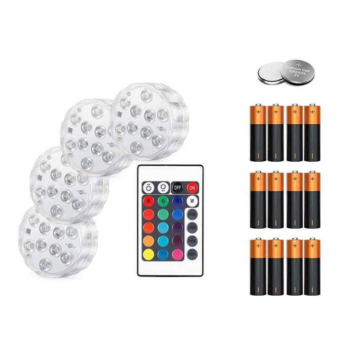GlowBundle, 4 waterproof LED lights + battery set