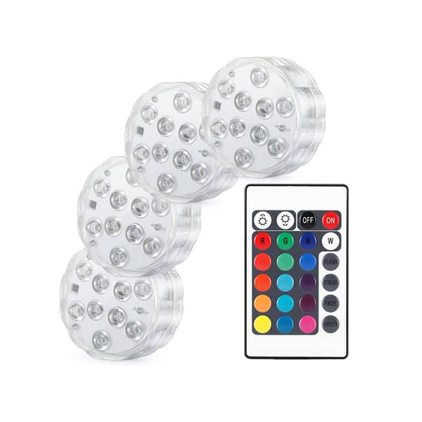 GlowWaterLights, 4 waterproof LED lights with remote control