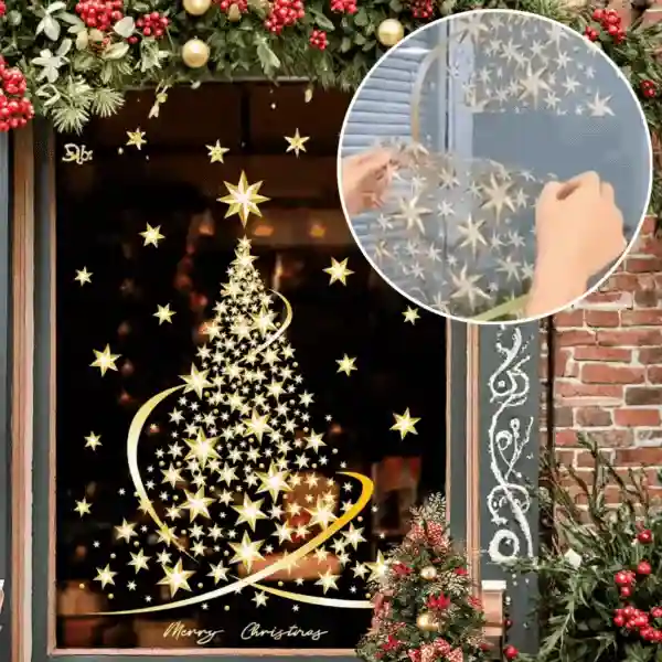 GoldenTree, Christmas window stickers in gold (2 pcs) - Image 2
