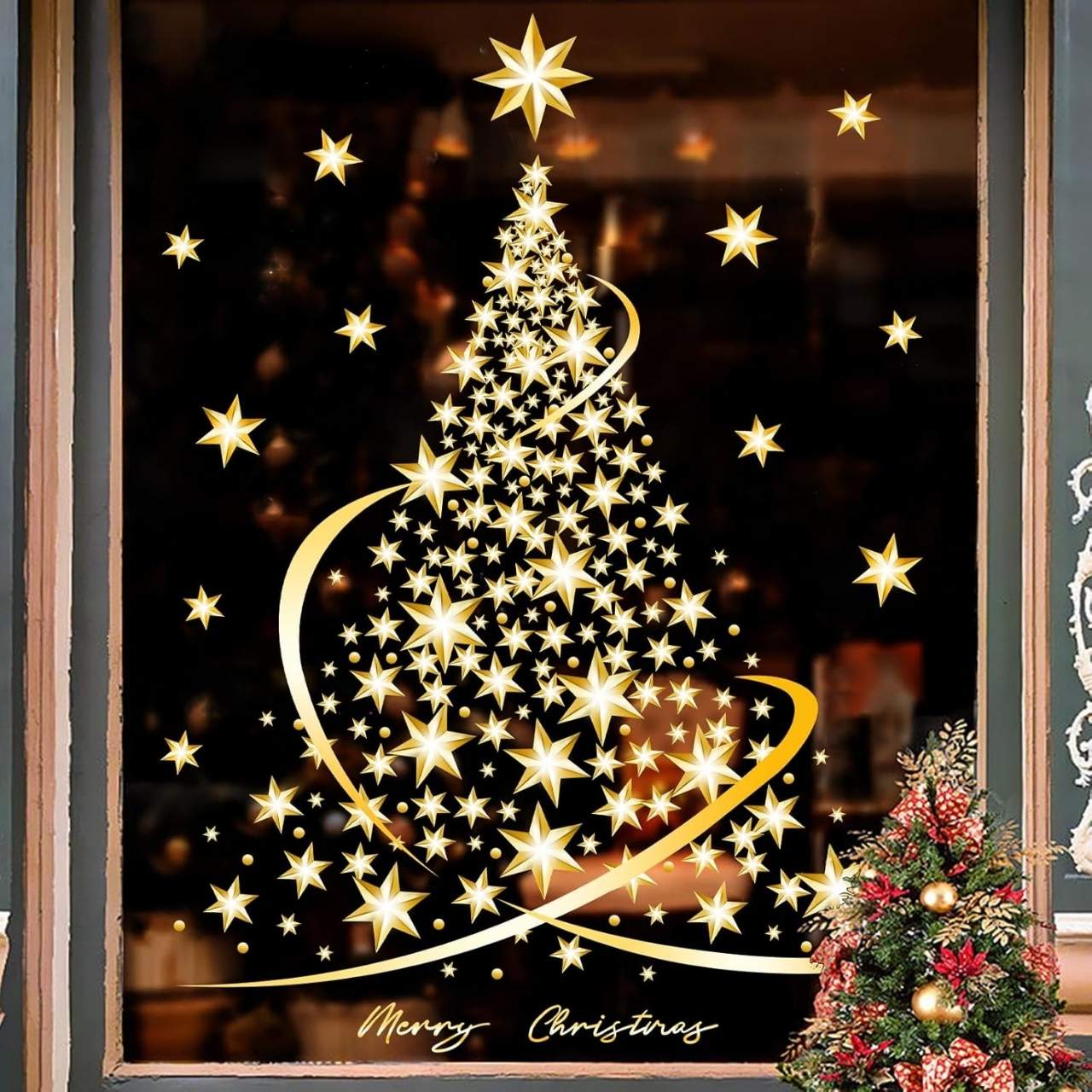 GoldenTree, Christmas window stickers in gold (2 pcs) - Image 3