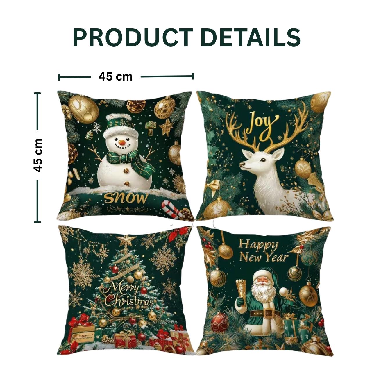 Christmas Cushion Covers (4 Pieces), GreenXmass - Image 4