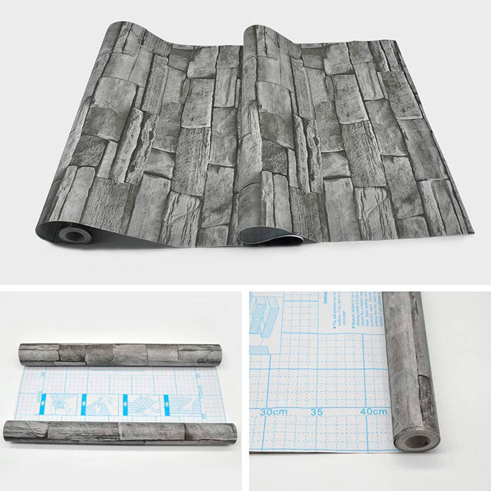 GreyBricks, self-adhesive wall stickers with 3D grey brick look