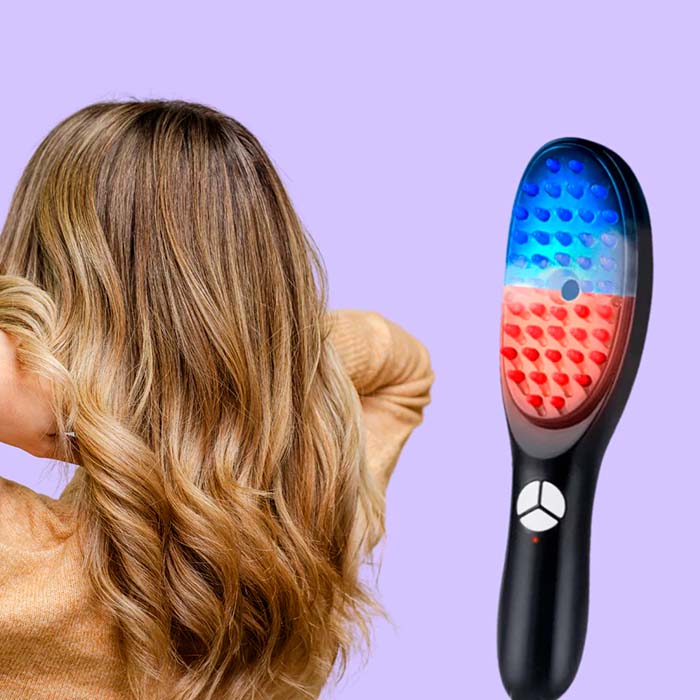 Applying oil to the scalp - the brush has a place to pour your hair care products!