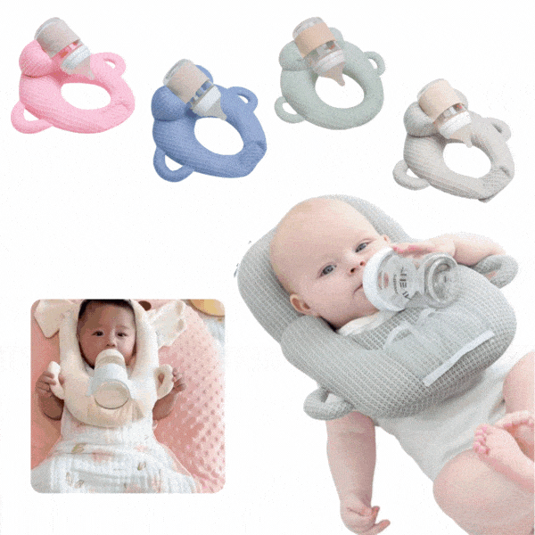 Baby feeding pillow with bottle holder