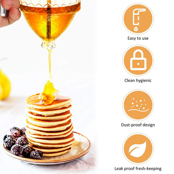 The honey dispenser has a wide range of uses - suitable for honey, syrup, oil, sauces, sugar or spices!