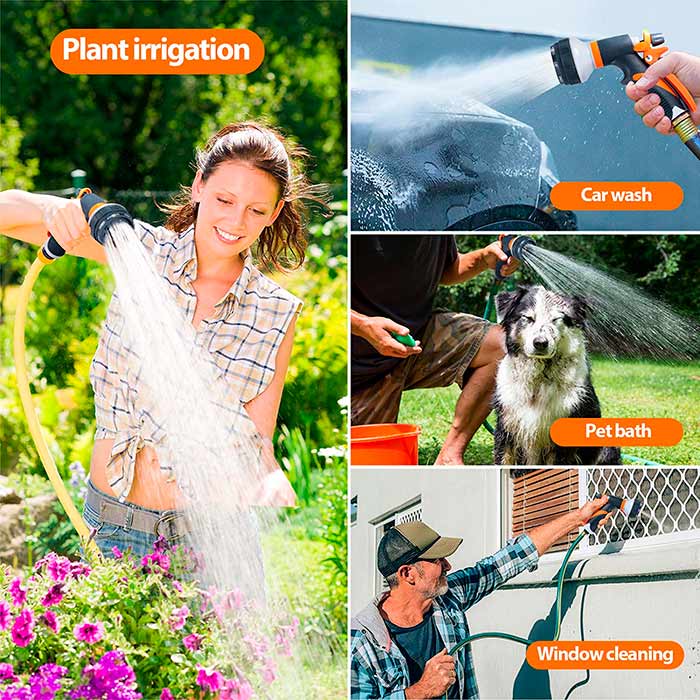 Easy to install - the set comes with a watering gun, a connector and 2 garden hose nozzles suitable for all types of standard hoses!
