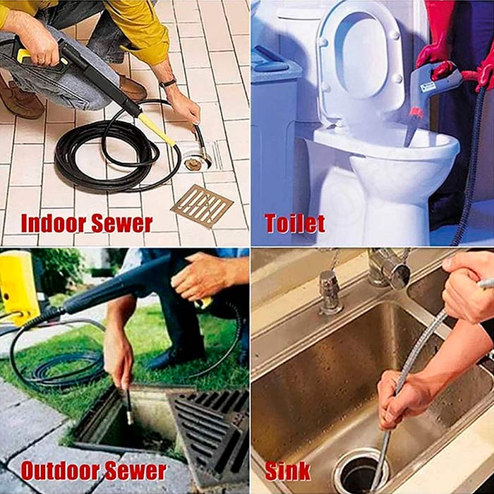 Also suitable for cleaning sinks, toilets, floor drains, sewers and other openings.