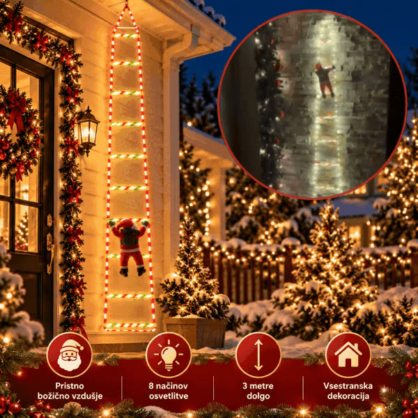 LED Christmas ladder with Santa Claus, Ladder - video