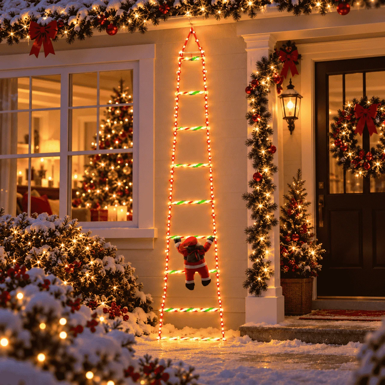 LED Christmas ladder with Santa Claus, Ladder - Image 4