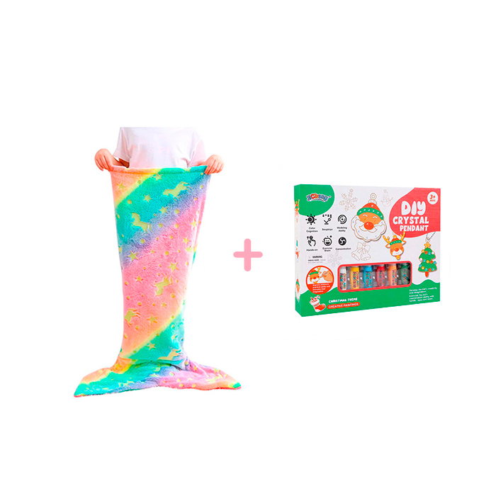 MermaidArtCraft, gift set with a girl's blanket and a Christmas charm set GRATIS