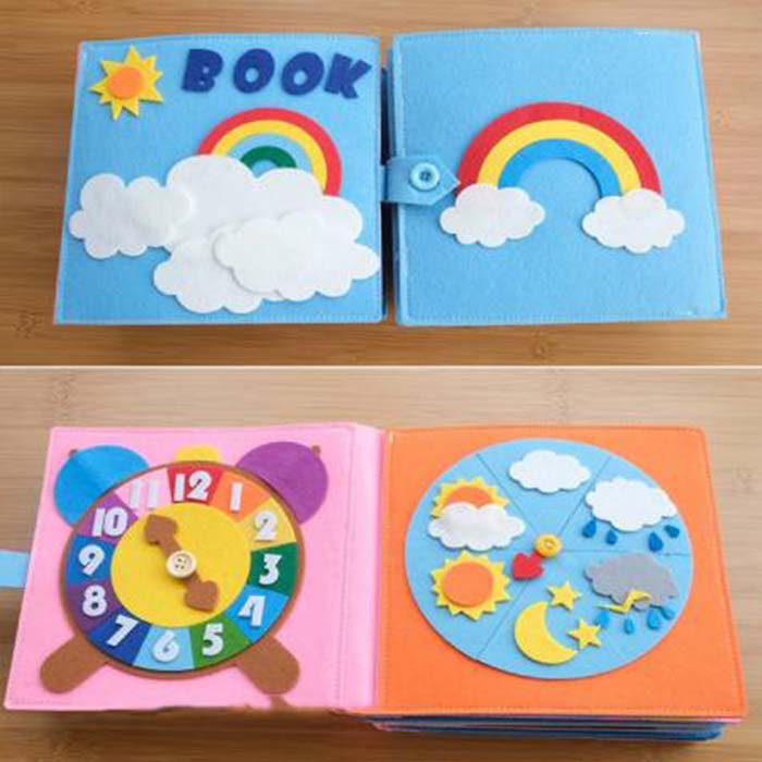 The Quiet Book is designed so that the child can play actively on every page!