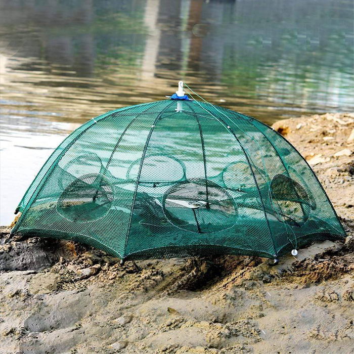 The pot ensures a catch by using the bait inside it to lure the fish or crayfish inside the trap. Once inside the trap, the victim cannot find a way out because the trap is too thin and the net too thick.