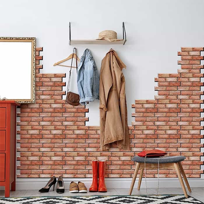 3D wallpaper in imitation orange brick