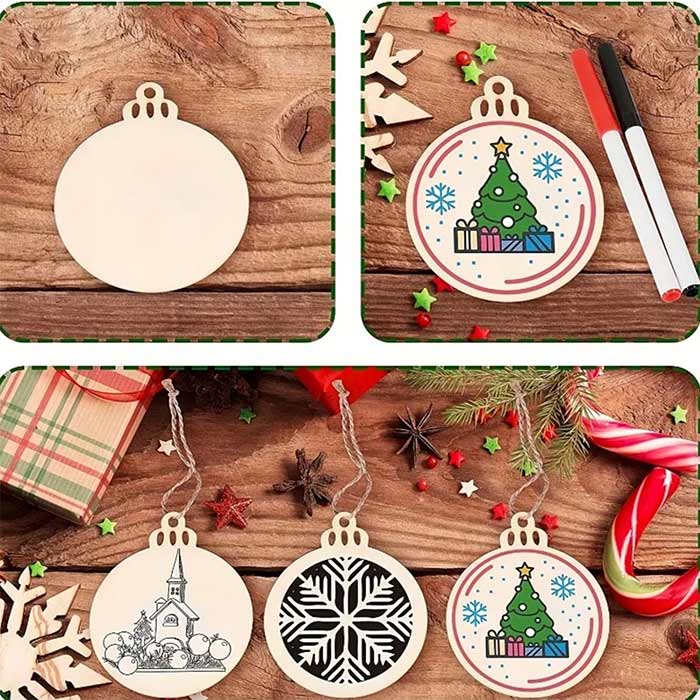 The festive decorations are made from natural wooden material!