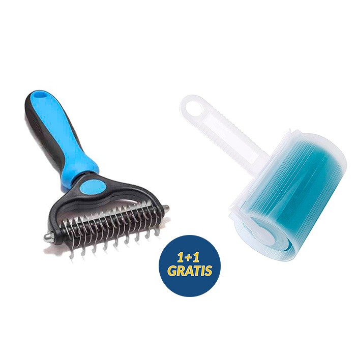 PetBundle, double-sided brush for shedding + hair removal roller GRATIS