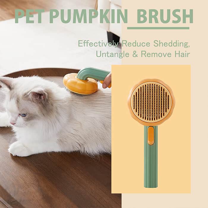 PumpkinComb, pet brush with easy clean button - Image 6