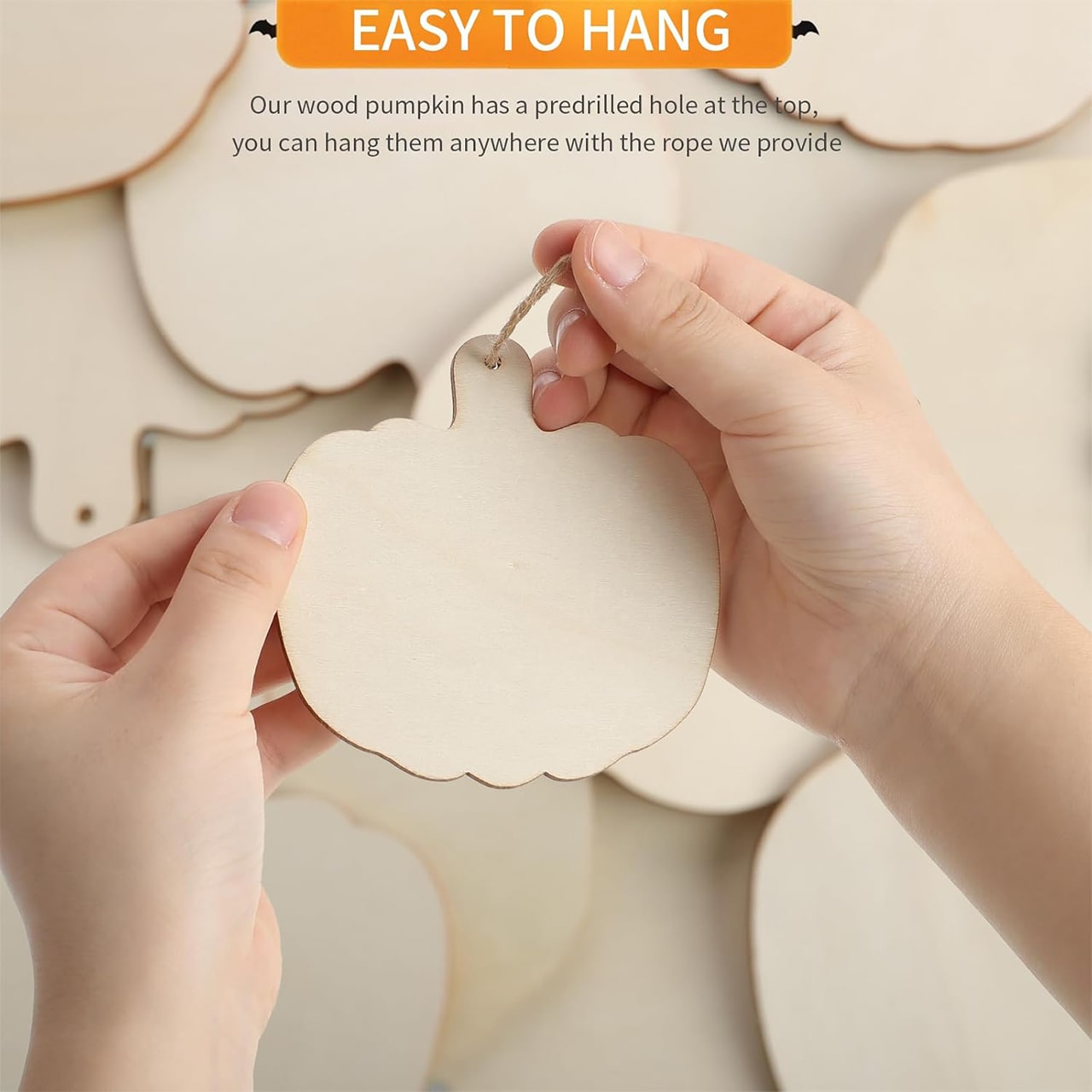Pumpkins, wooden tiles in the shape of pumpkins to create your own (10 pieces)