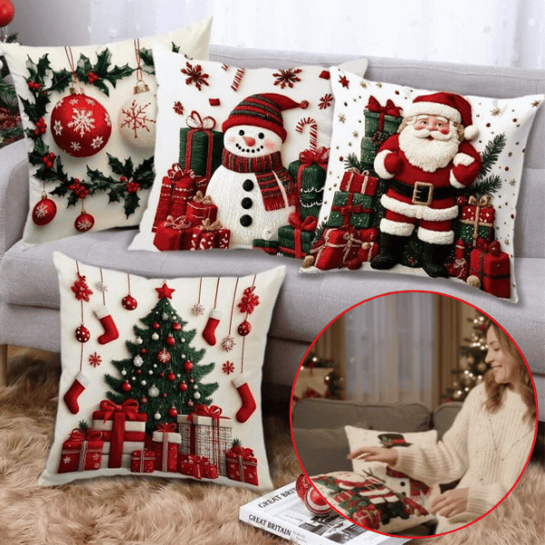 Christmas cushion covers (4 pieces), RedXmass - Image 1