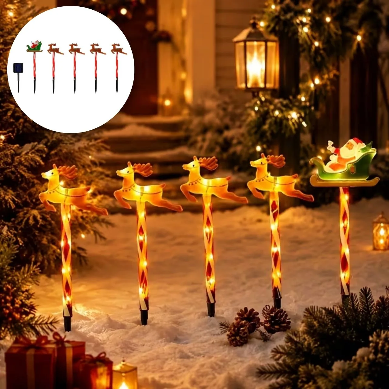 Christmas garden decoration with Santa Claus and reindeer, ReinDeers - Image 3